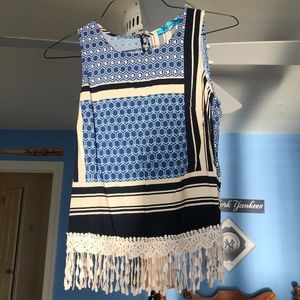 Luttans Blue Blouse with fringe
